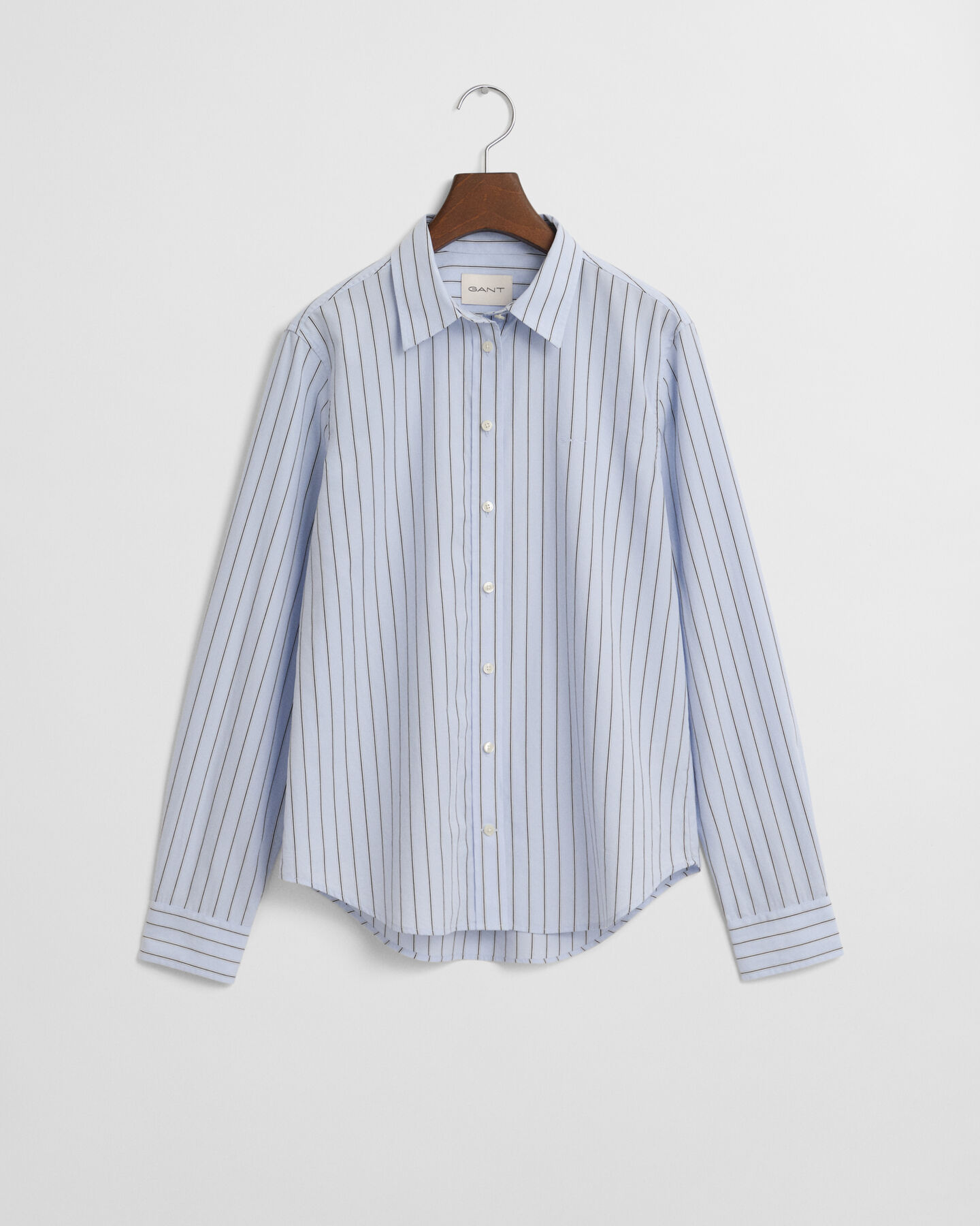 Regular fit poplin skjorte med tynde striber