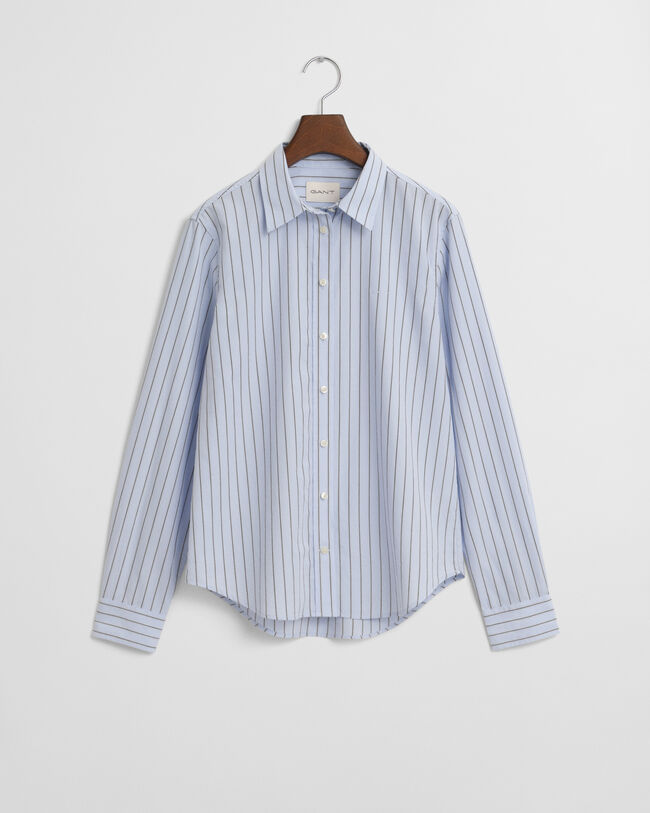 Regular fit poplin skjorte med tynde striber