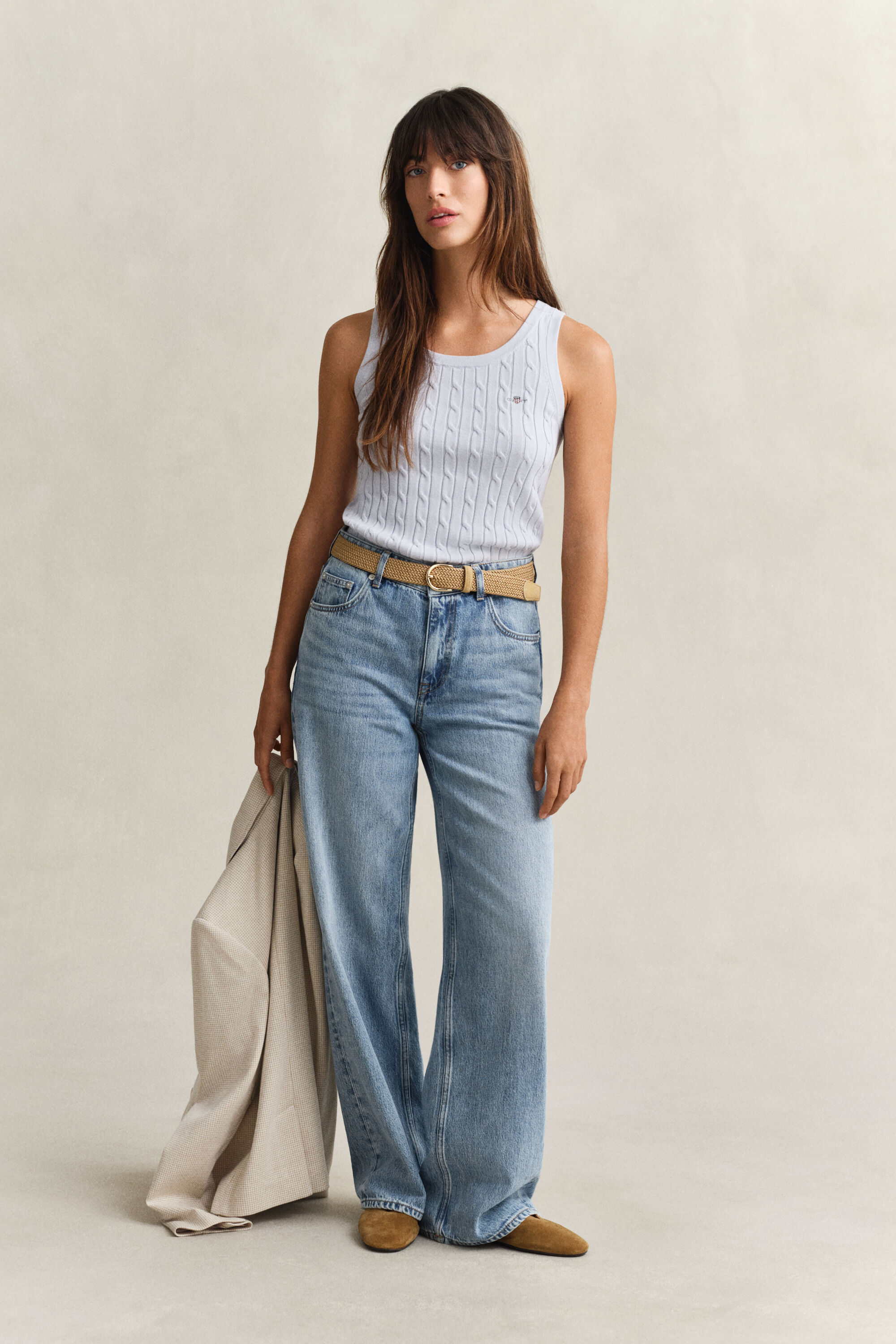 Tank-top med kabelstrik