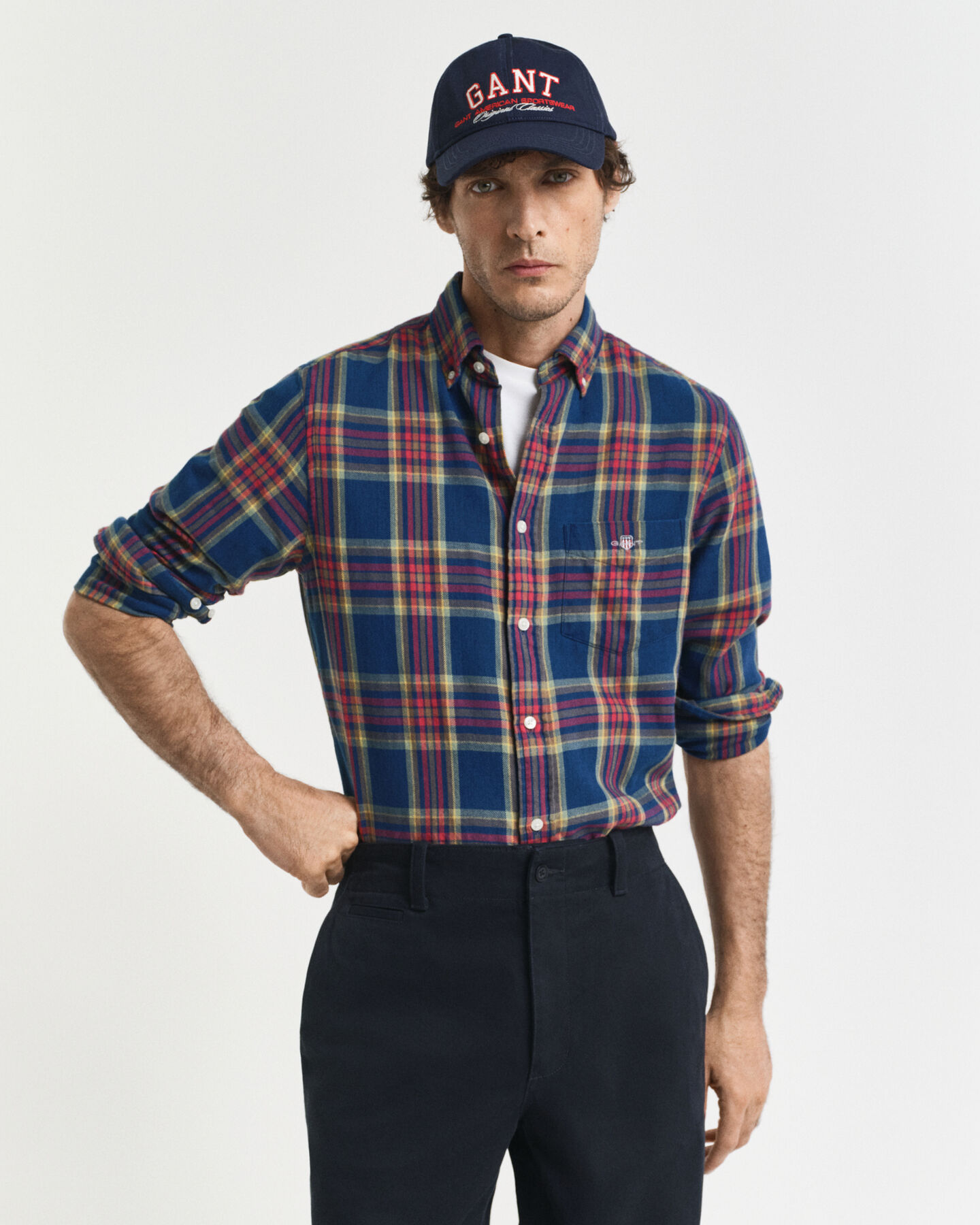 Regular fit ternet indigo twill-skjorte