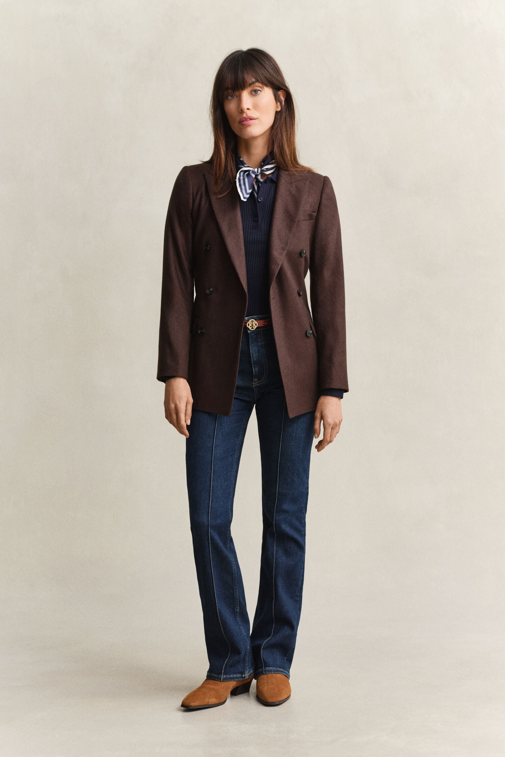 Slim ribstrikket polo-top