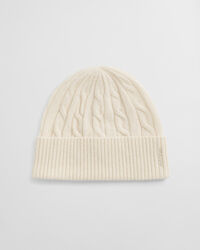 Kabelstrikket beanie i uld