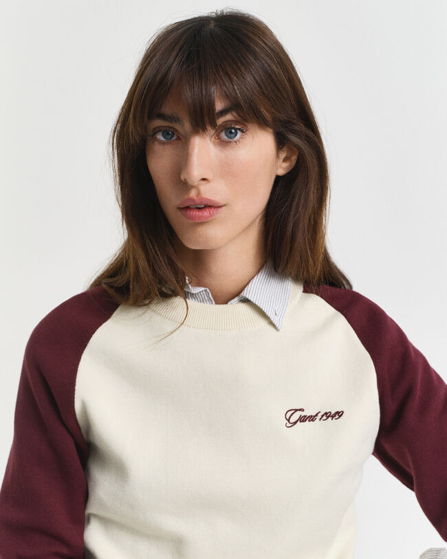 Crewneck sweater med farveblokke