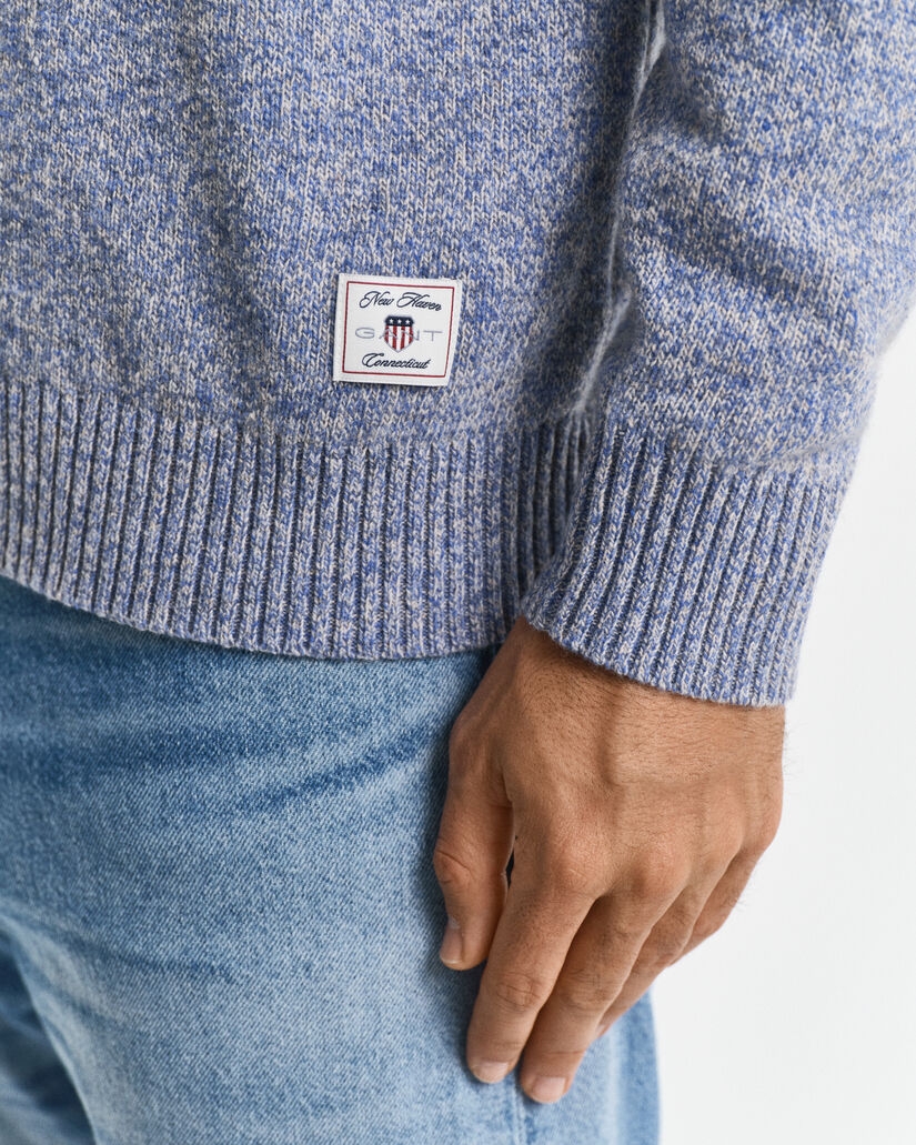 Sweater med crewneck i mouliné uldblanding