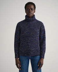 Flerfarvet sweater med rullekrave