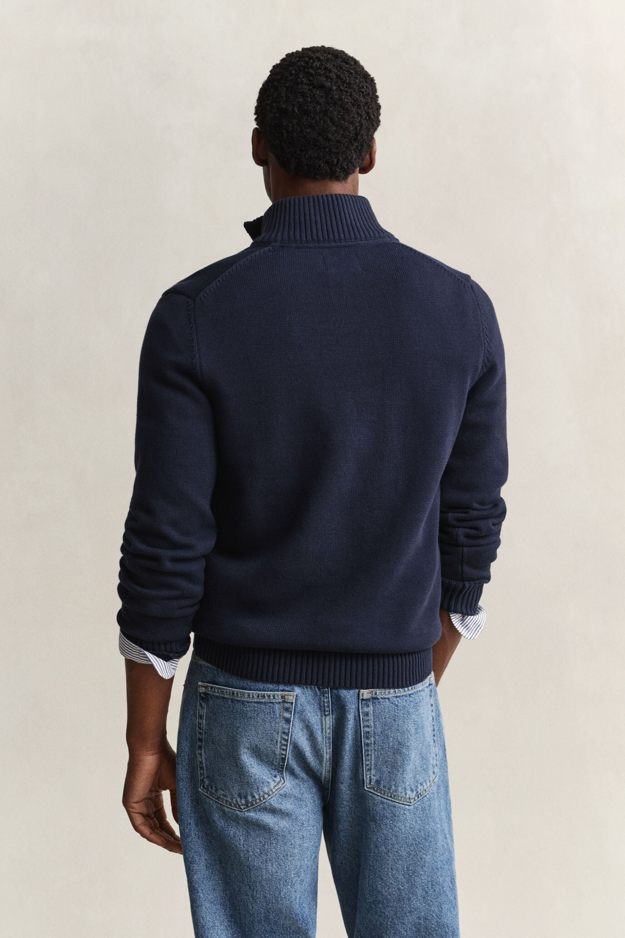 Afslappet sweater i bomuld med halv lynlås