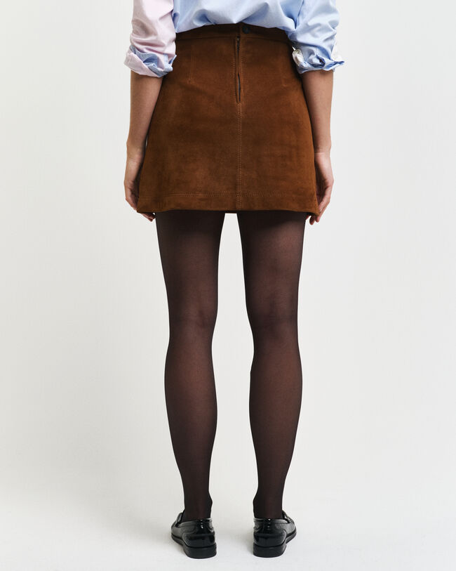 Nederdel i ruskindslæder