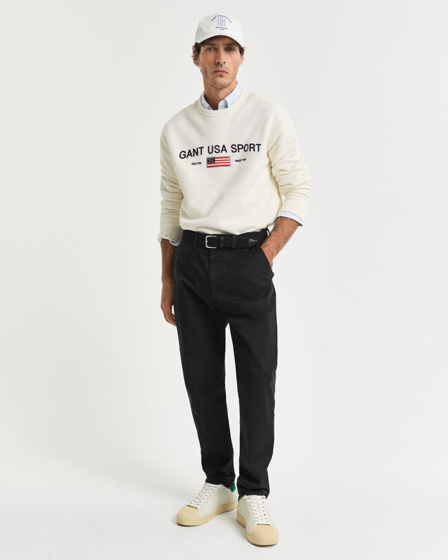 Tilspidsede chinobukser i twill