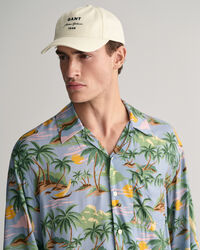 Relaxed Fit Hawaiian Print skjorte med korte ærmer