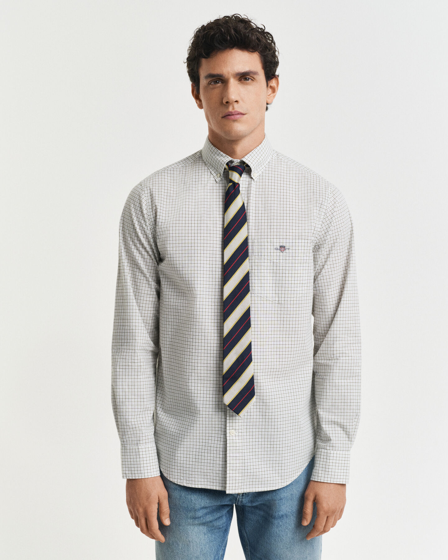 Regular fit klassisk poplin-skjorte med tern