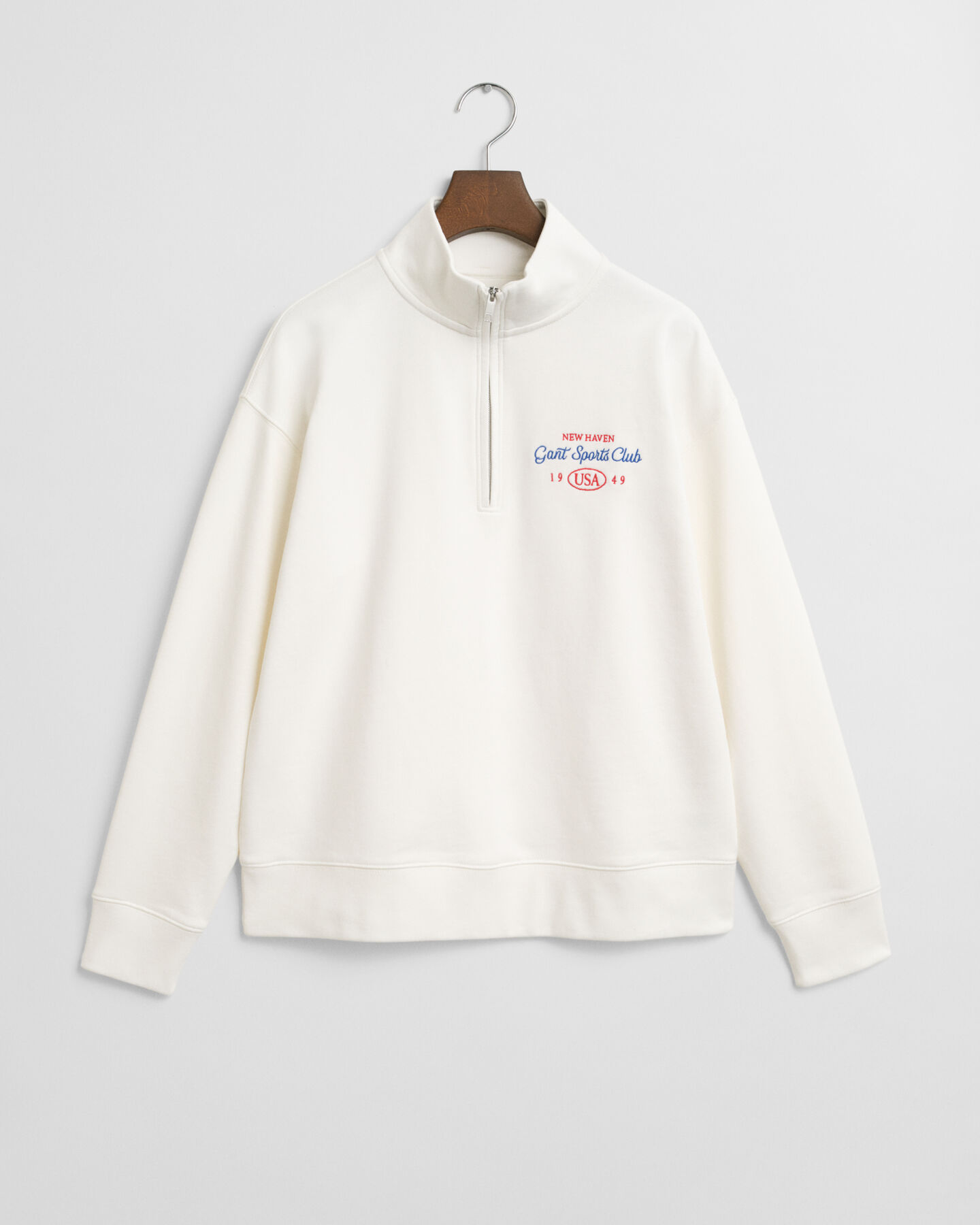 Sweatshirt med halv lynlås og grafik