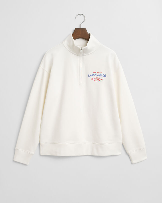 Sweatshirt med halv lynlås og grafik