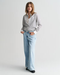 Regular fit skjorte med kontrastfarvet krave og striber