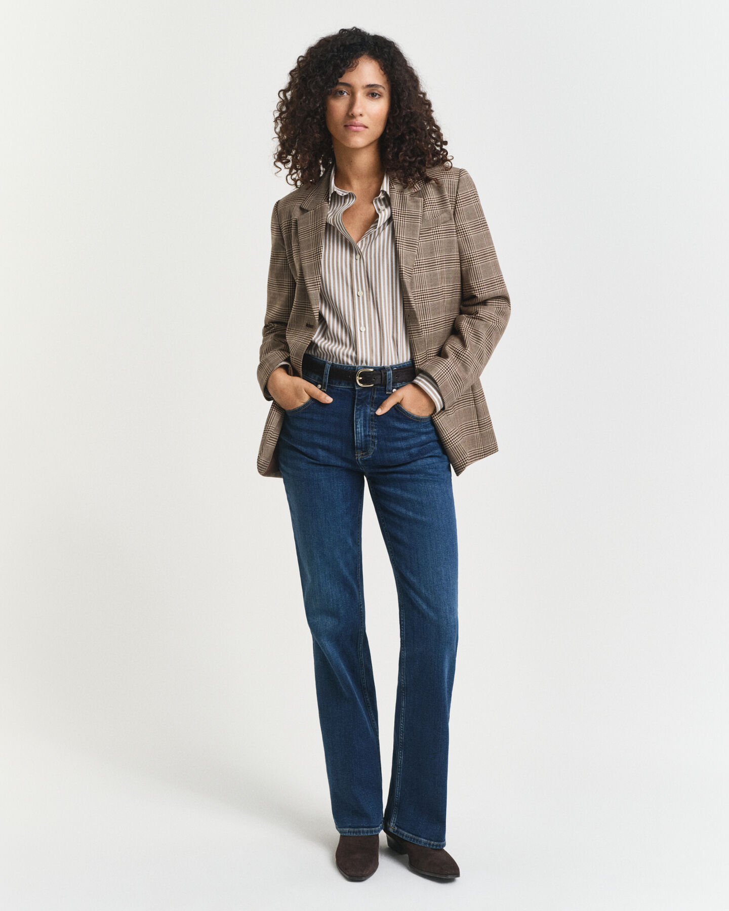 Regular fit klassisk stribet poplin-skjorte