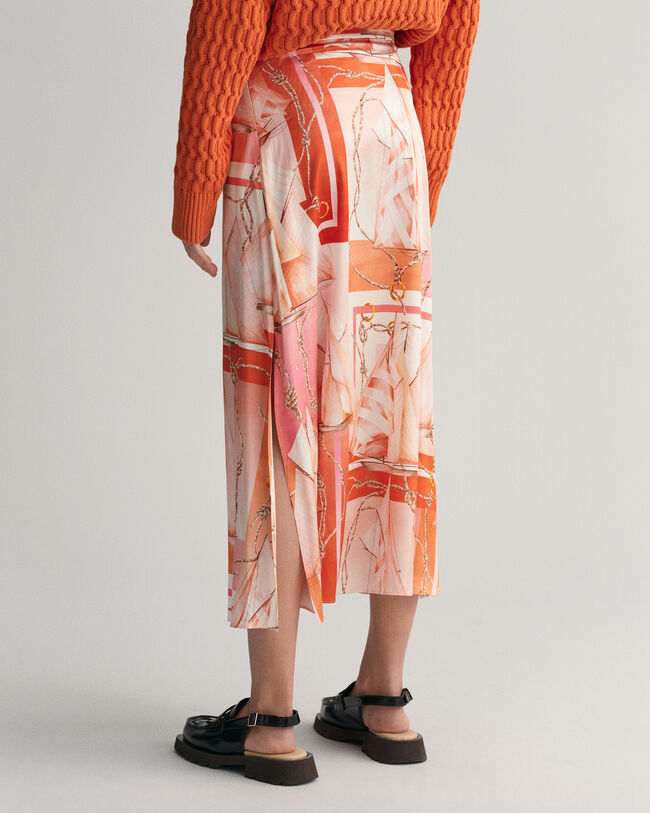 Maxi nederdel af silke med Sailing-tryk