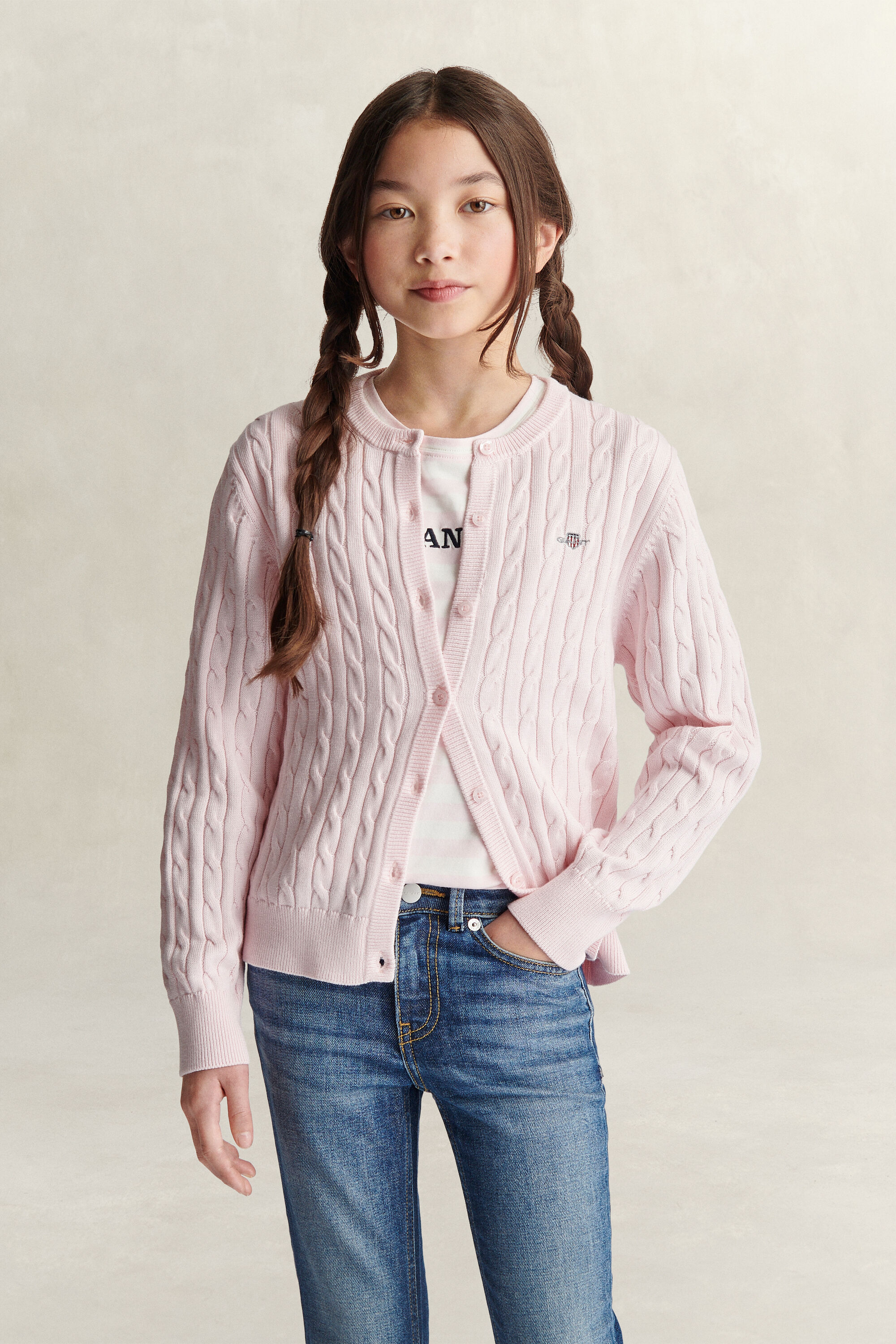 Teen Girls cardigan med kabelstrik