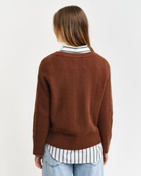 Sildebensm&oslash;nstret sweater med V-hals