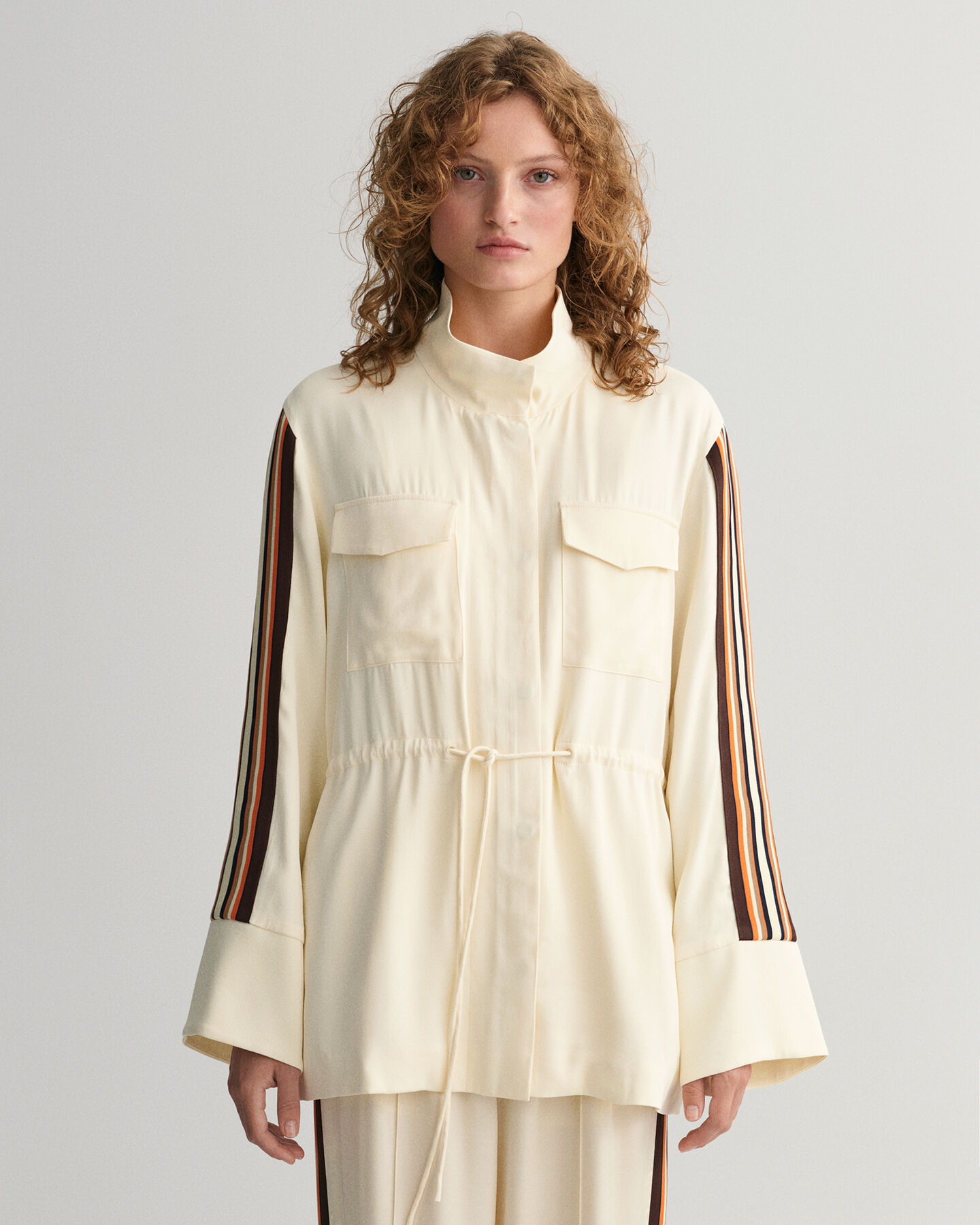 Relaxed fit stribet jakke