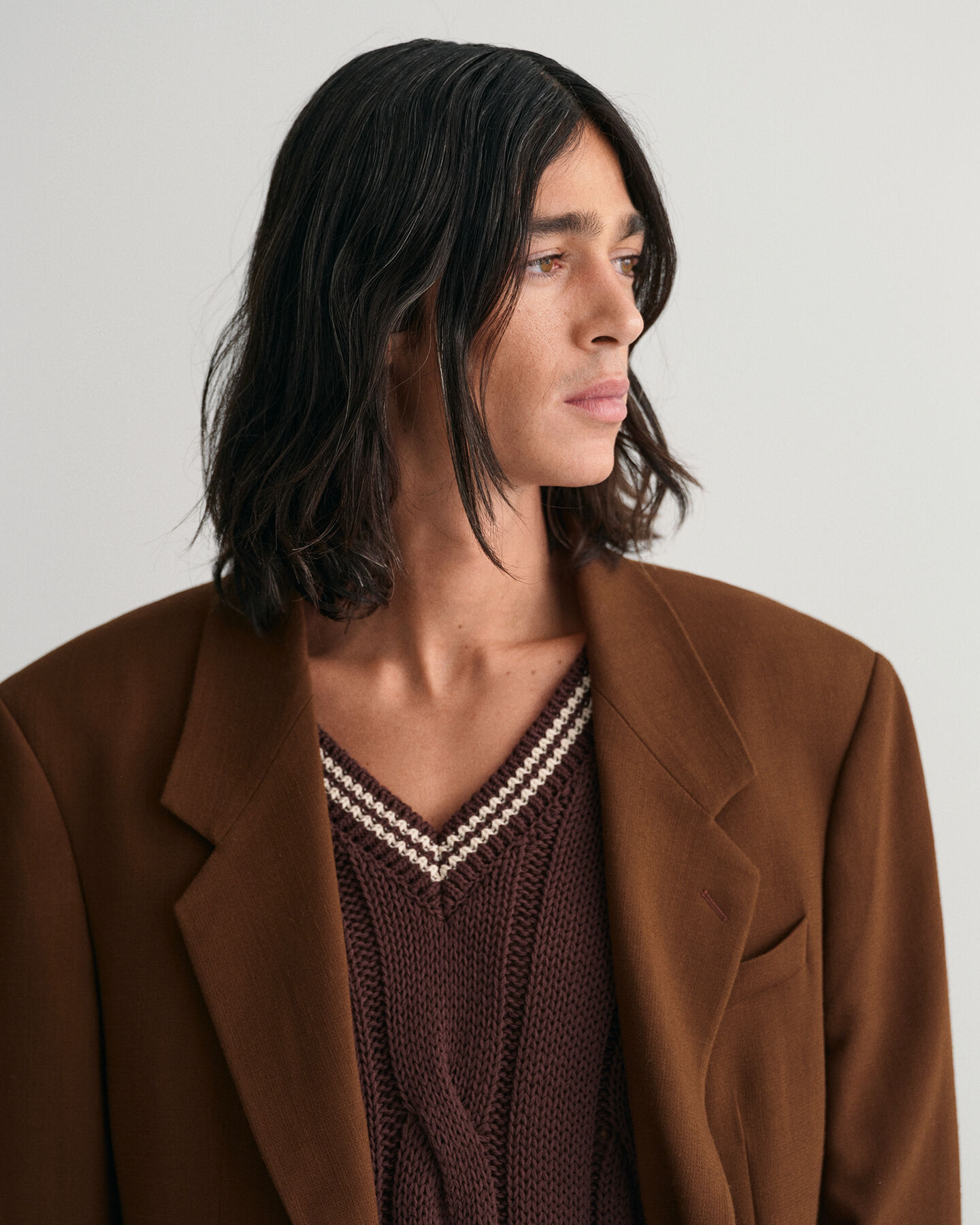 Oversized jakkesæt-blazer af uldcrepe