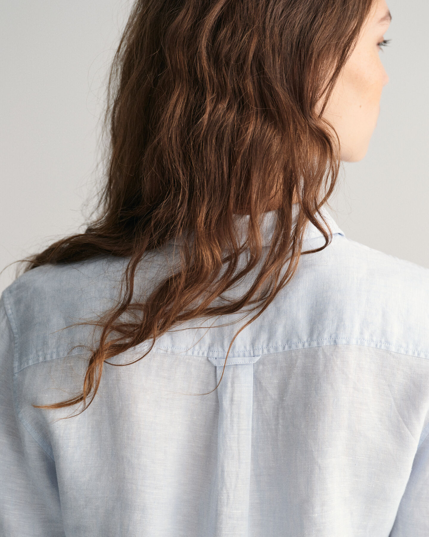 Regular fit skjorte af hør-chambray