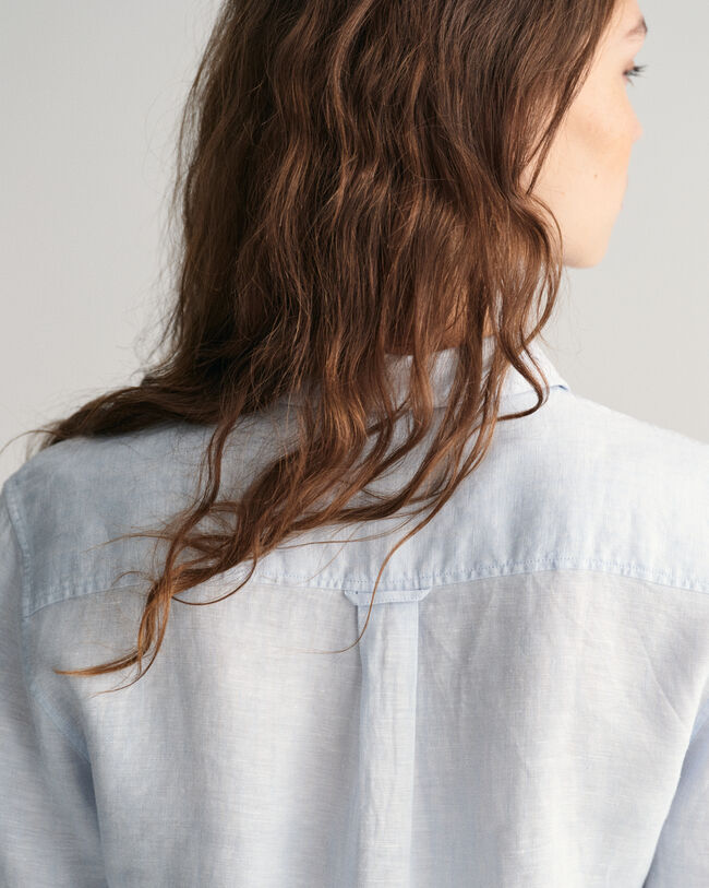 Regular fit skjorte af hør-chambray