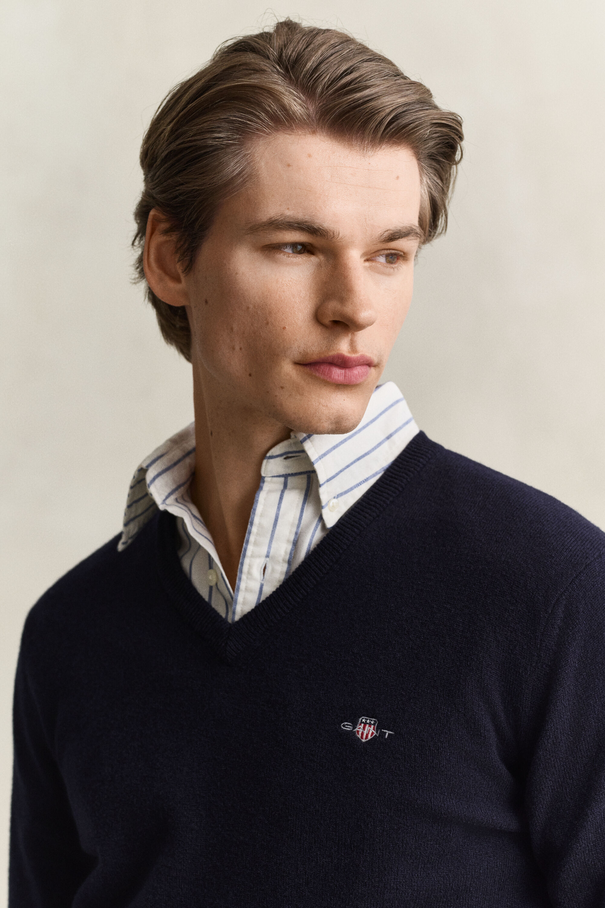 Sweater med V-hals i lammeuld