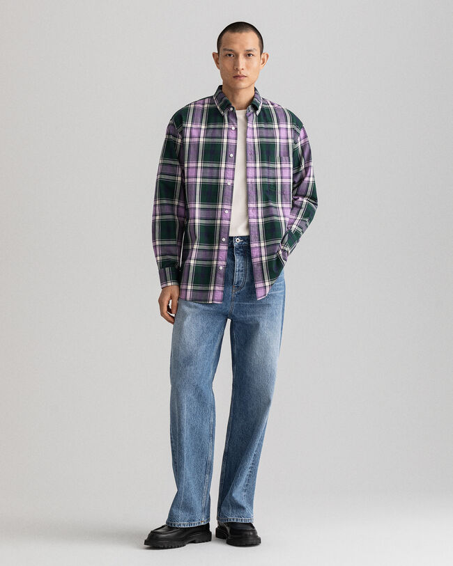 Oversized ternet twill-skjorte