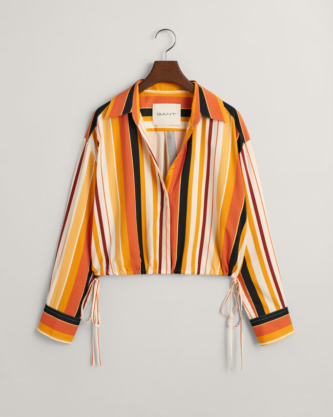 Relaxed fit stribet skjorte med bindeb&aring;nd