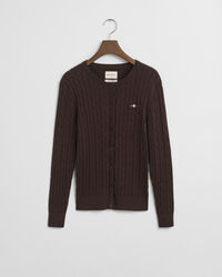 Cardigan af strækbomuld med kabelstrik