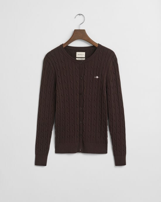 Cardigan af strækbomuld med kabelstrik