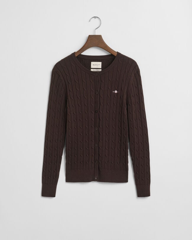 Cardigan af strækbomuld med kabelstrik