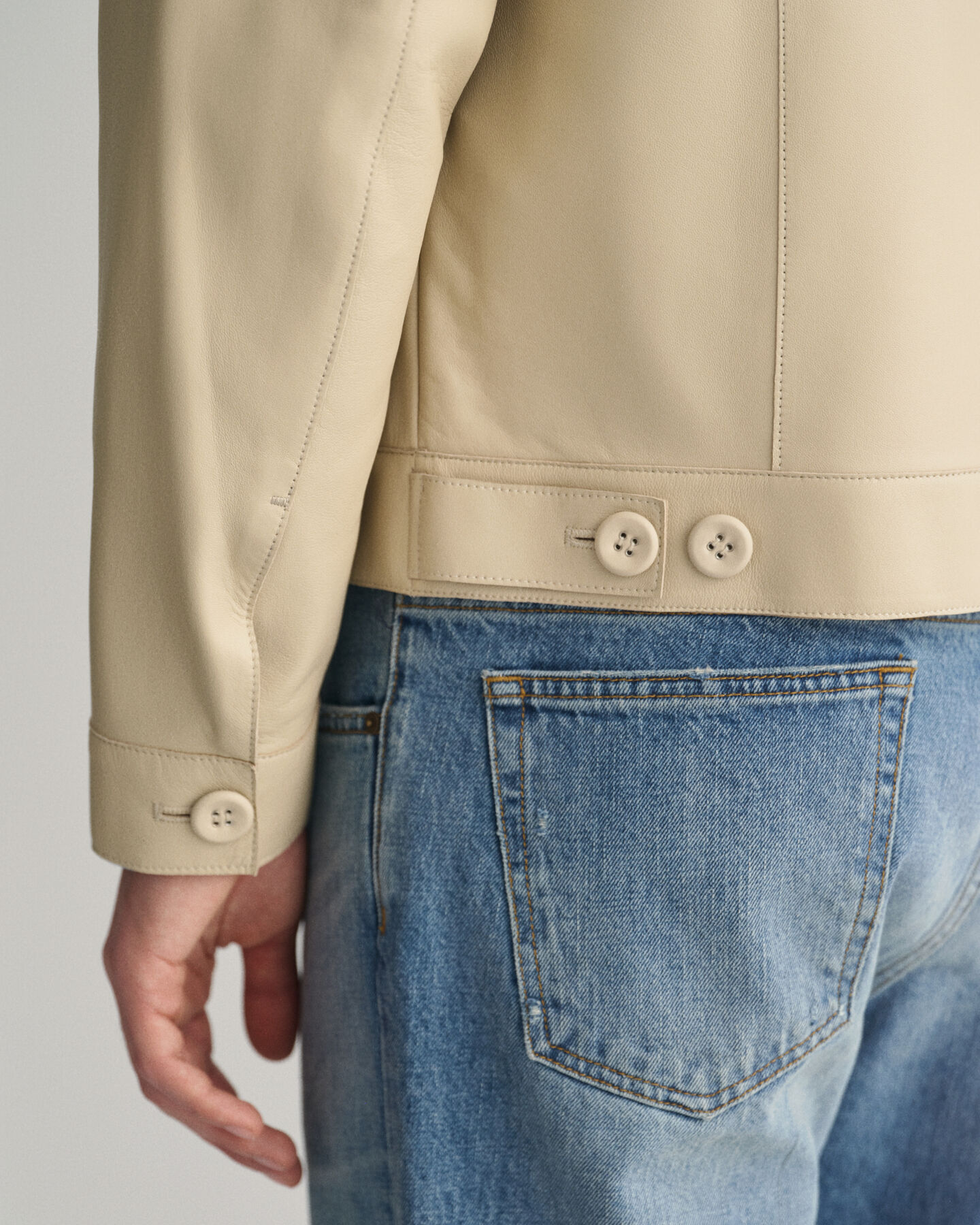 Trucker-jakke i l&aelig;der