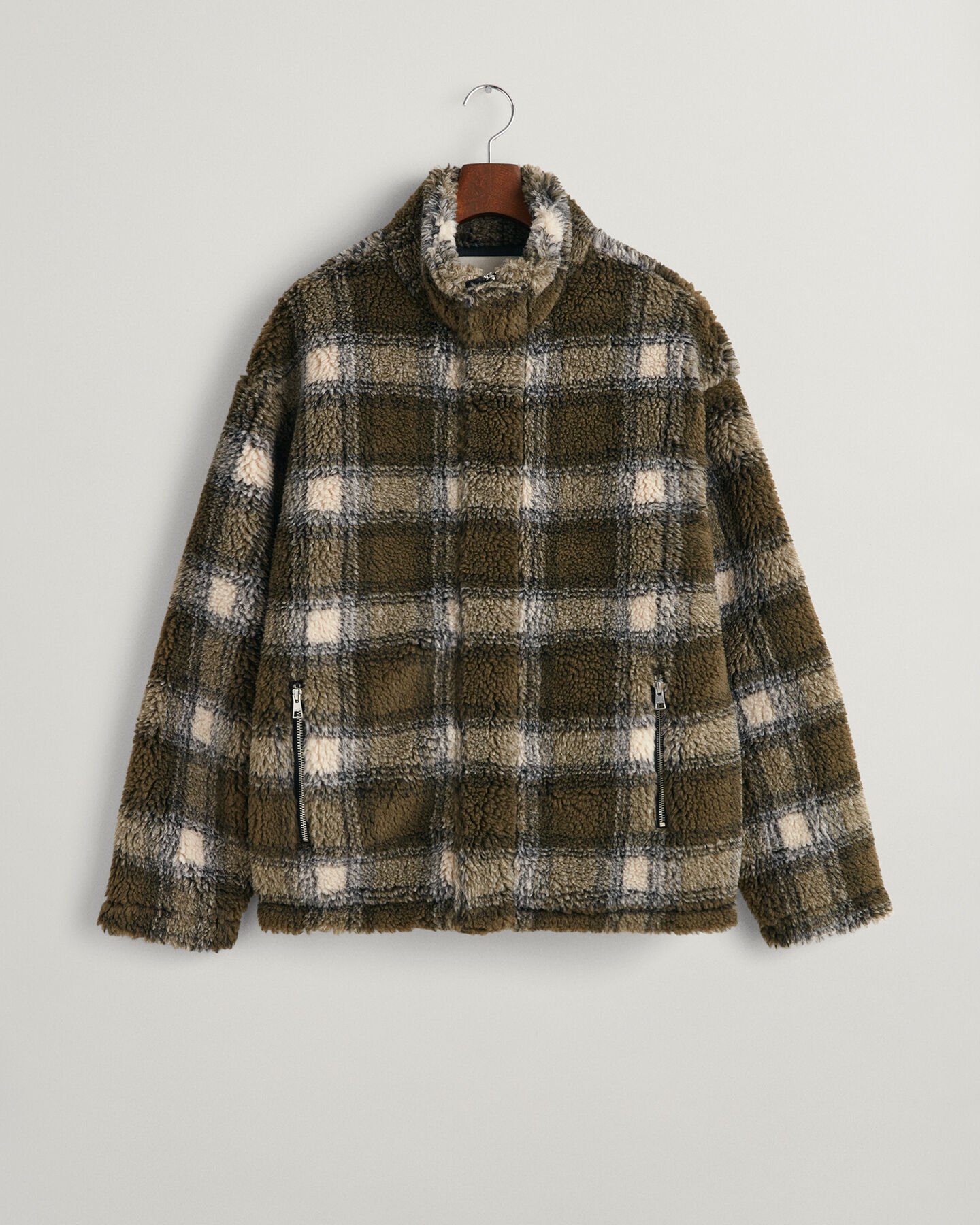 Ternet fleece jakke med lynlås