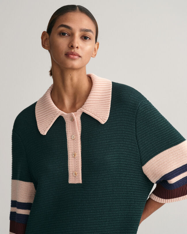 Strikket mini polo-kjole