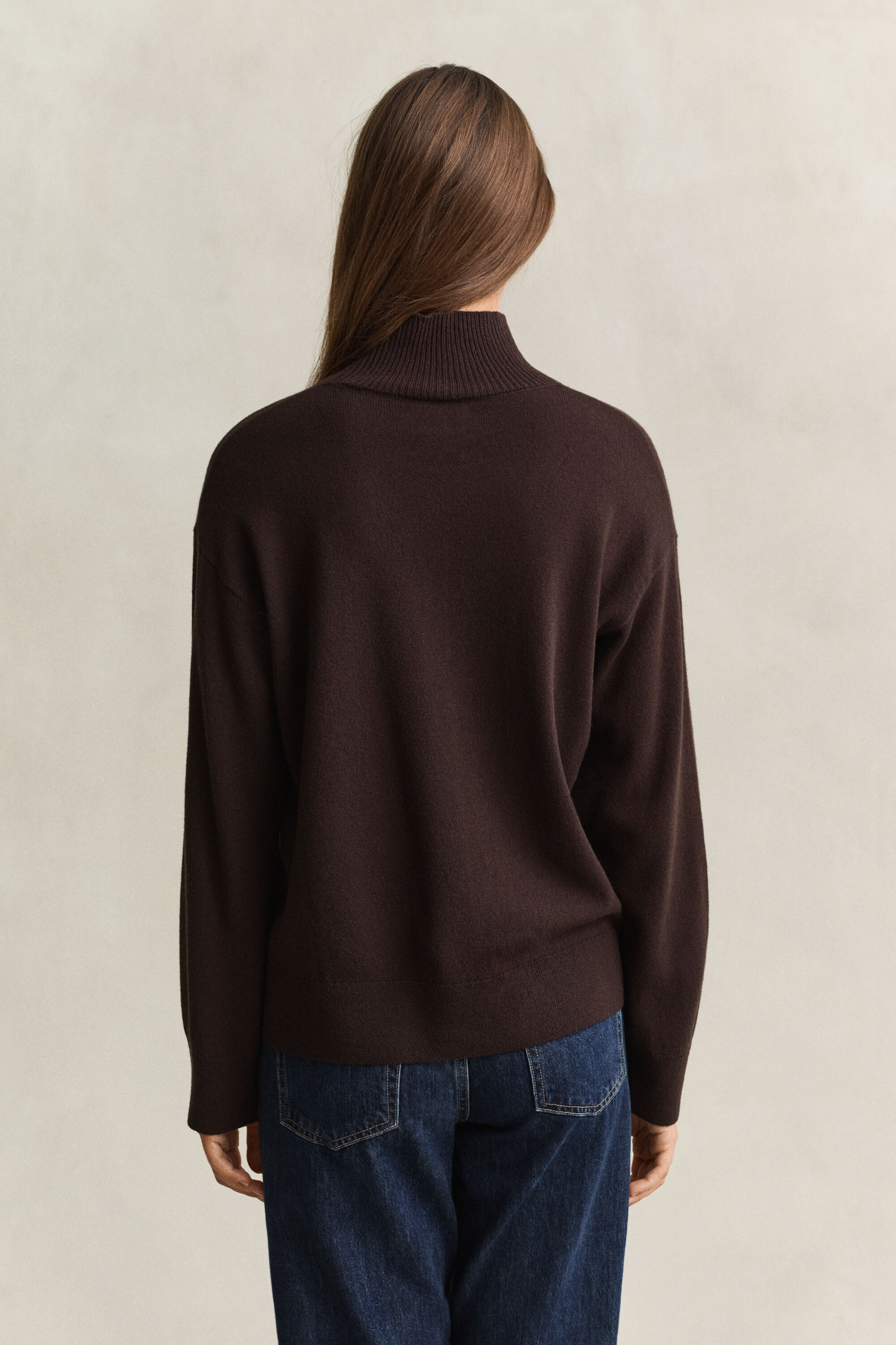 Sweater med mock-neck i luksuriøs lammeuld