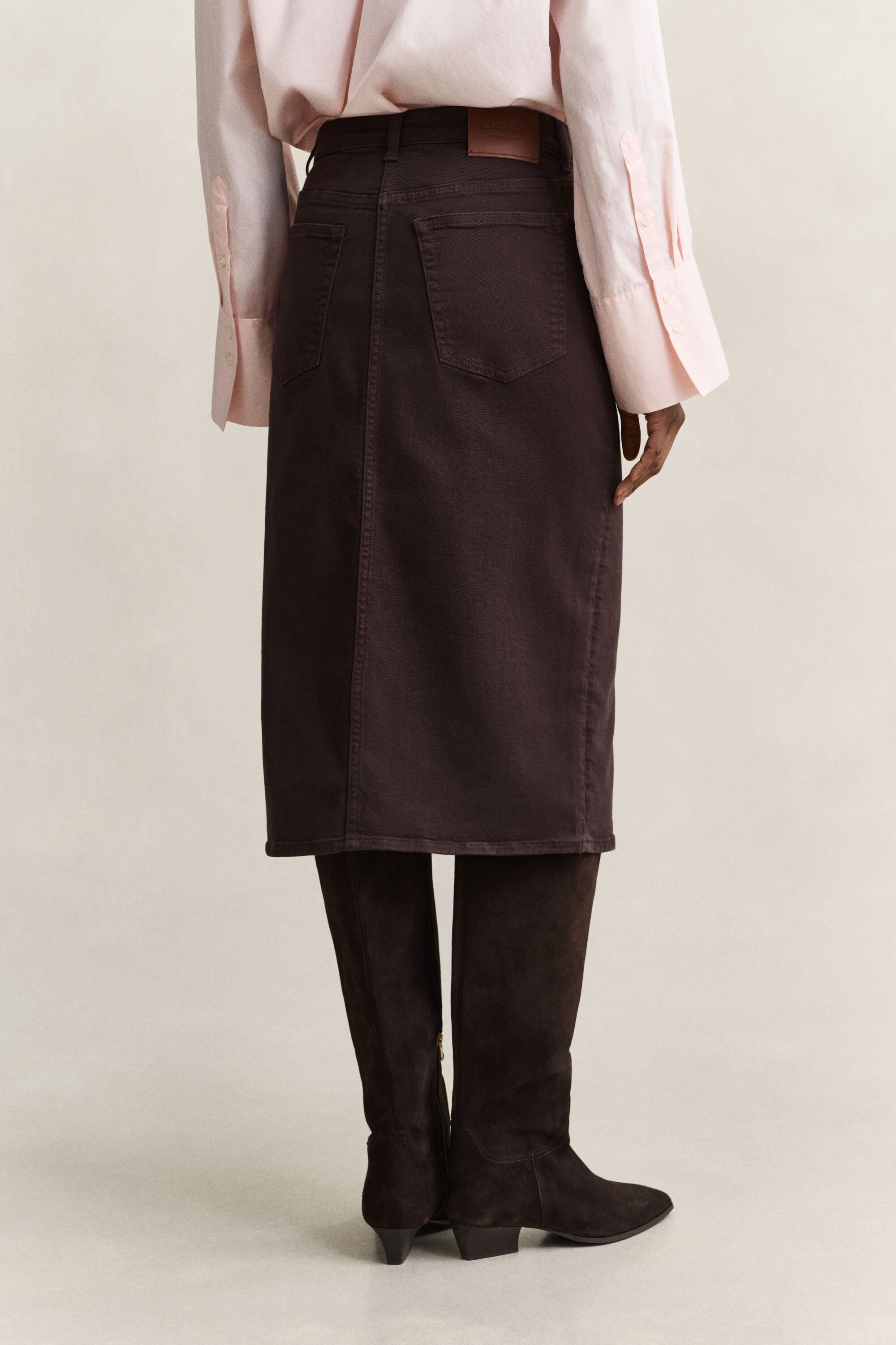 Farvet pencil-nederdel i twill
