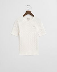 Sweater af strækbomuld med kabelstrik