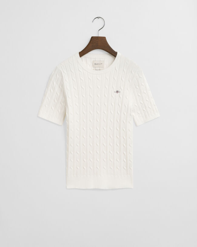 Sweater af strækbomuld med kabelstrik