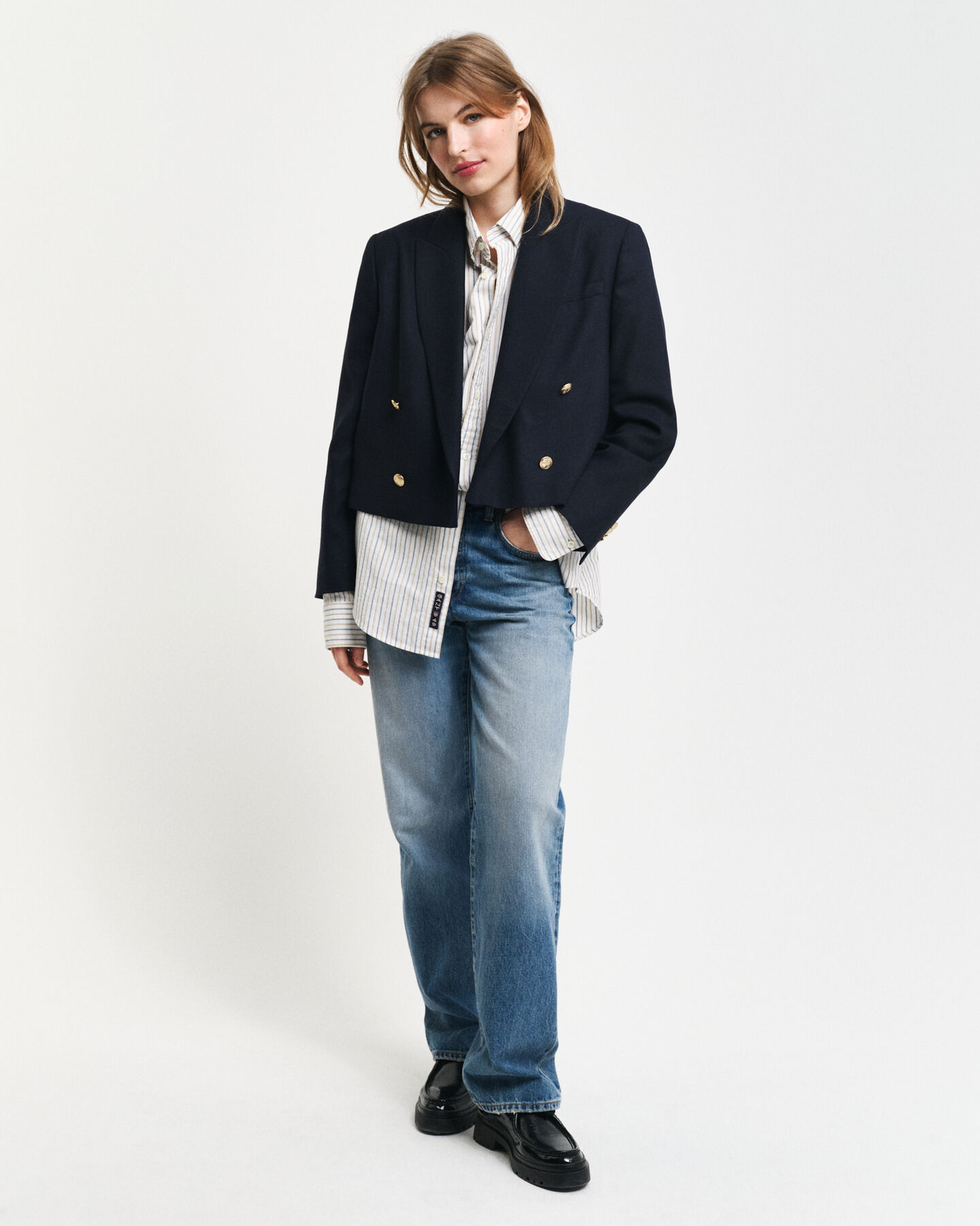 Regular fit klassisk stribet Oxford-skjorte