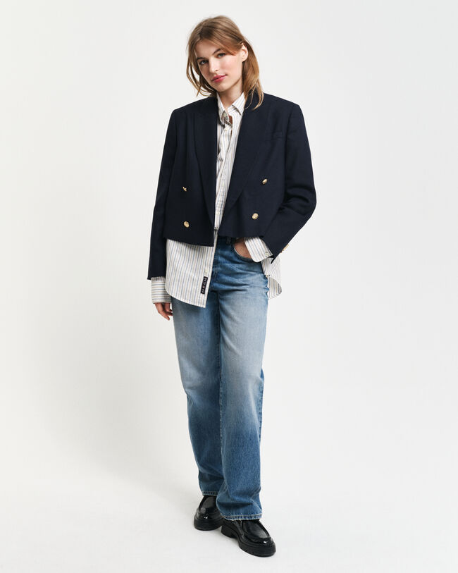 Regular fit klassisk stribet Oxford-skjorte