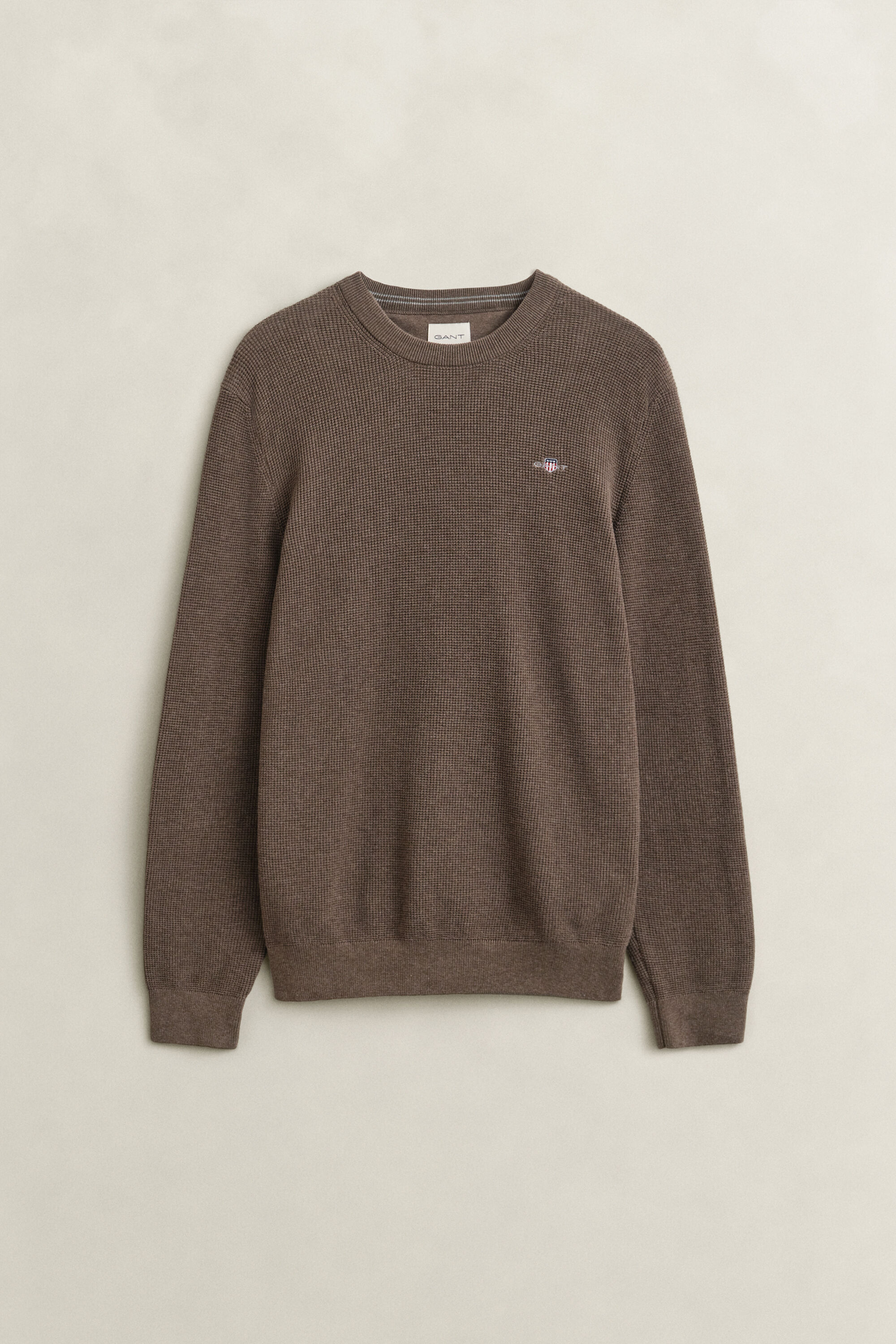 Tekstureret crewneck sweater af bomuld