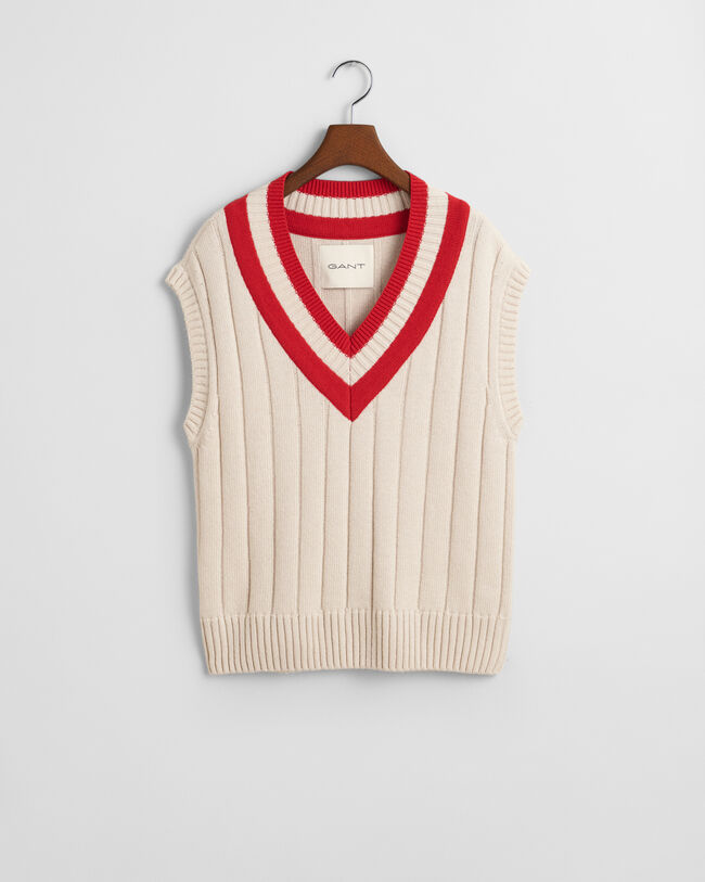 Kontrastfarvet vest med V-hals