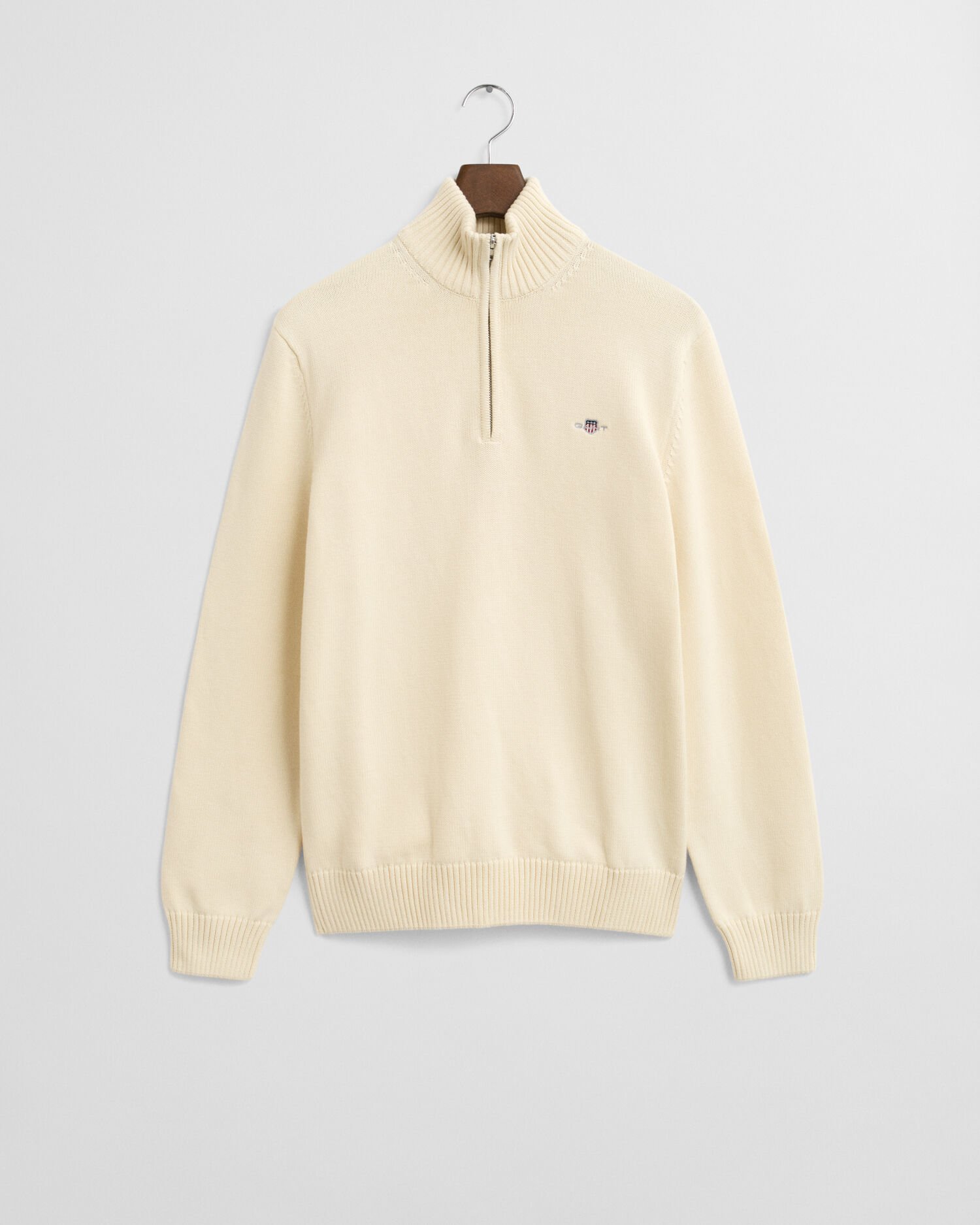 Afslappet sweater i bomuld med halv lynlås