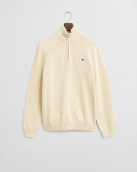 Afslappet sweater i bomuld med halv lynlås