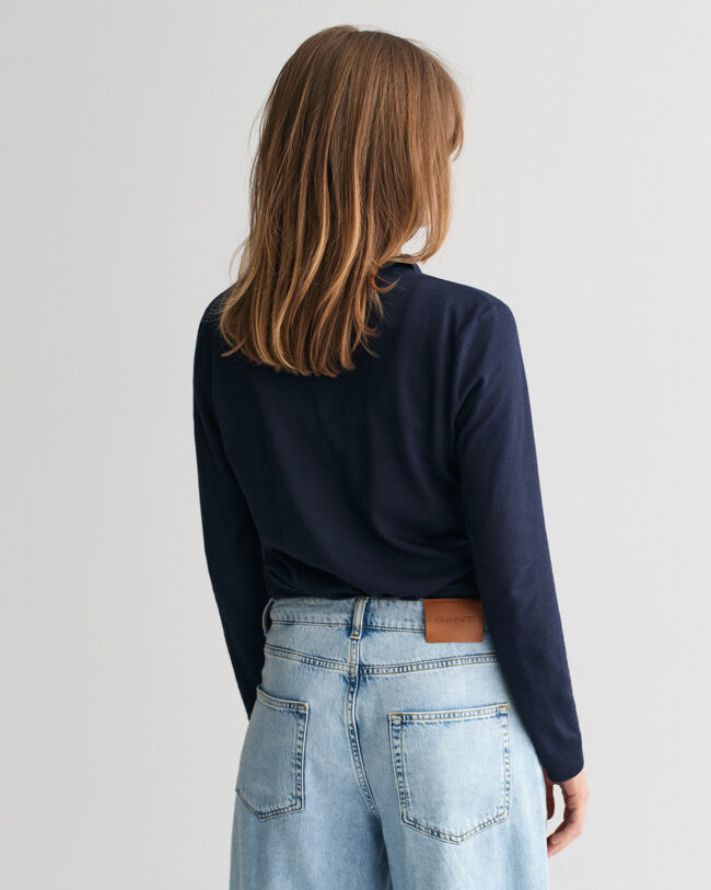 Sømløs langærmet poloskjorte