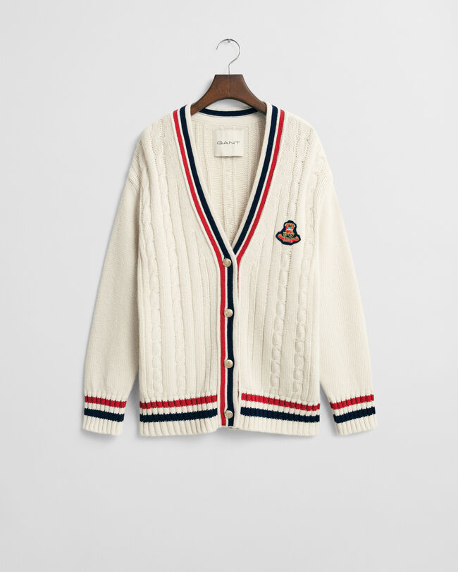 Gant Varsity kabelstrikket cardigan med V-hals
