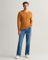 Tekstureret crewneck sweater af bomuld og h&oslash;r