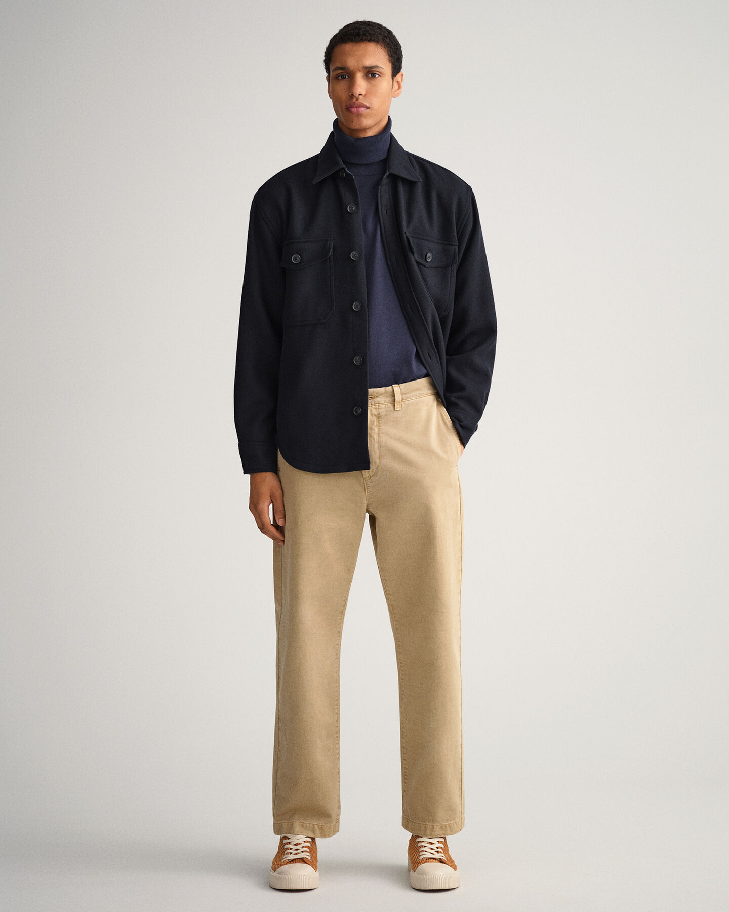 Sweater i bomuld og kashmir med rullekrave