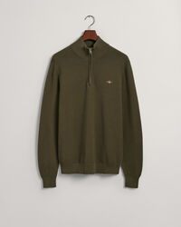 Tekstureret sweater af bomuld med halv lynl&aring;s