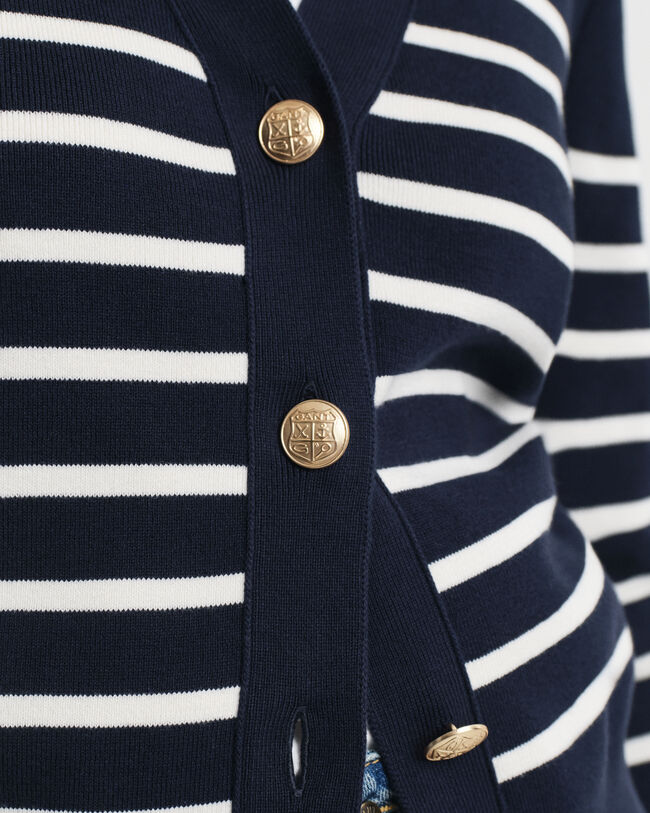 Stribet cardigan af bomuld